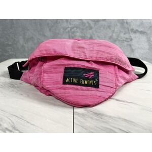 Vintage Fanny Pack Pink Nylon 3 Zipper Pockets Waist Bag 80s 90s Streetwear